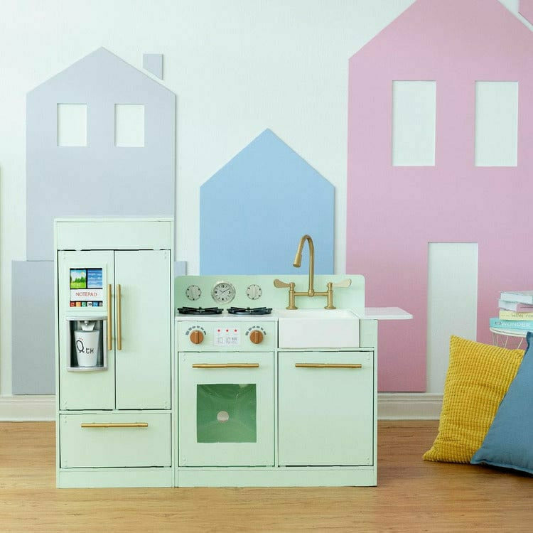 Teamson Kids Little Chef Charlotte 2-Piece Modular Wooden Play Kitchen. Mint - Image 3