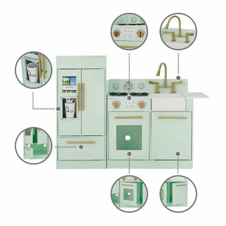 Teamson Kids Little Chef Charlotte 2-Piece Modular Wooden Play Kitchen. Mint - Image 6