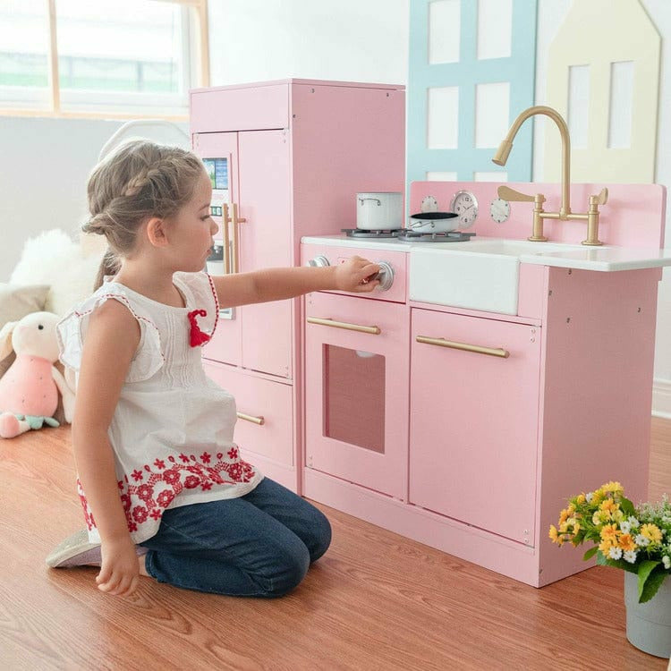 Teamson Kids Little Chef Charlotte 2-Piece Modular Wooden Play Kitchen. Pink - Image 2