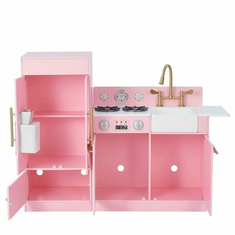 Teamson Kids Little Chef Charlotte 2-Piece Modular Wooden Play Kitchen. Pink - Image 4