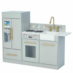 Teamson Kids Little Chef Charlotte Modern Modular Wooden Play Kitchen. Grey/Gold