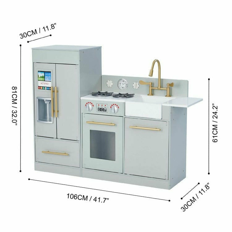 Teamson Kids Little Chef Charlotte Modern Modular Wooden Play Kitchen. Grey/Gold - Image 3