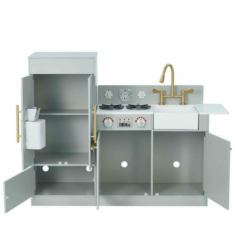 Teamson Kids Little Chef Charlotte Modern Modular Wooden Play Kitchen. Grey/Gold - Image 5