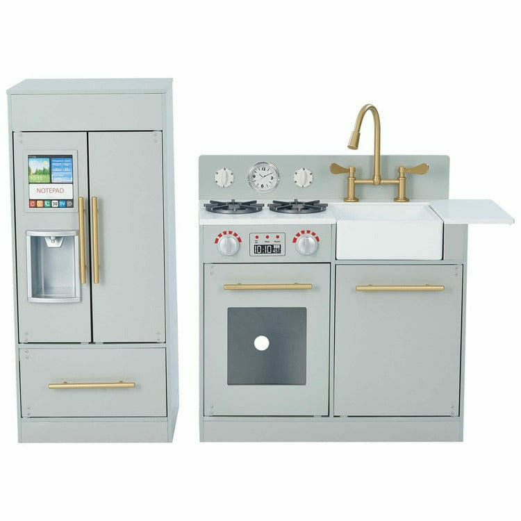 Teamson Kids Little Chef Charlotte Modern Modular Wooden Play Kitchen. Grey/Gold - Image 6