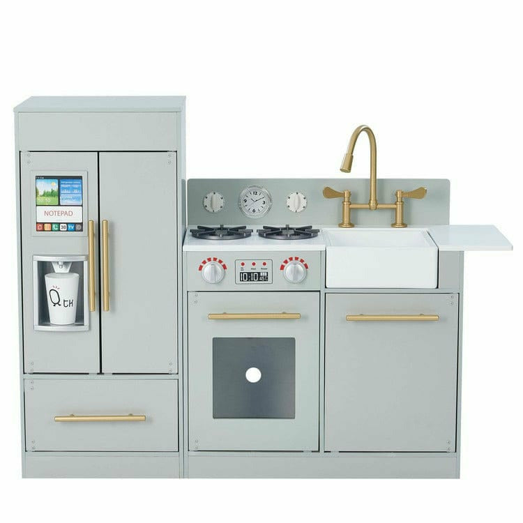 Teamson Kids Little Chef Charlotte Modern Modular Wooden Play Kitchen. Grey/Gold - Image 7