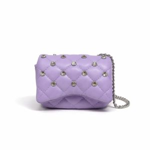 Tiny Crystal Stud Handbag - Lavender