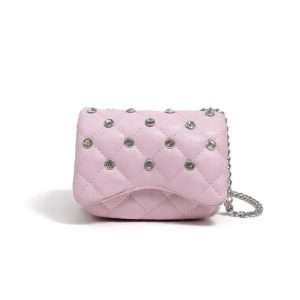 Tiny Crystal Stud Handbag - Pink