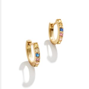 Tori 18K Gold Kids' Rainbow Huggie Hoop Earrings