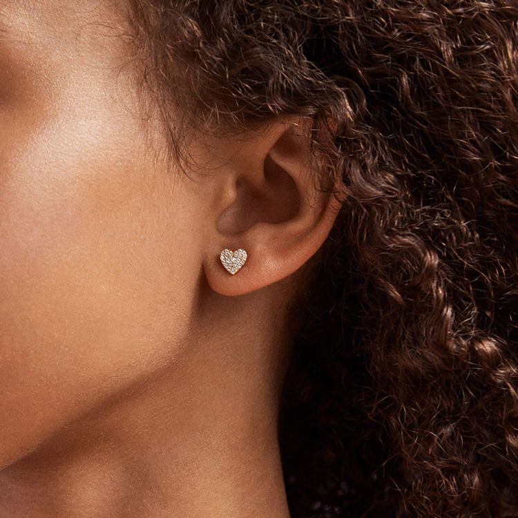 Whole Lotta Heart 18K Gold Kids' Earrings - Pav?? - Image 2